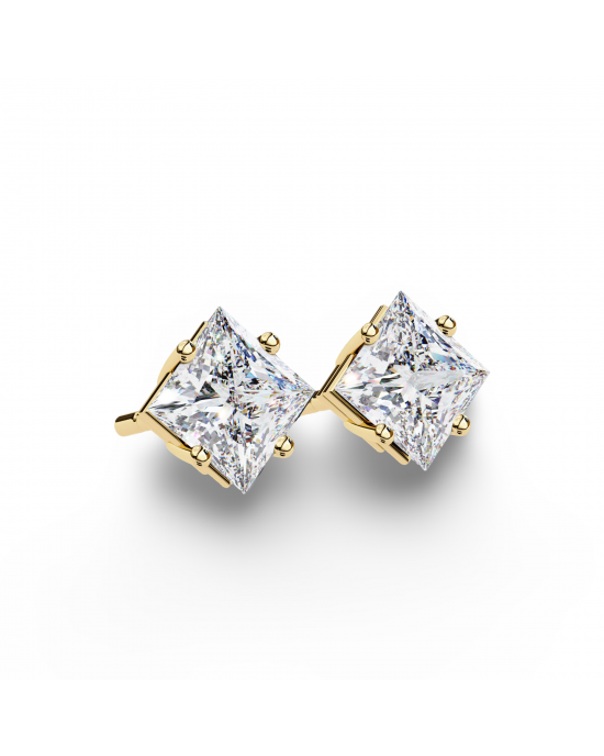 Princess Lab Grown Diamond Solitaire Ear Studs in Gold Princess Lab Grown Diamond Solitaire Ear Studs in Gold