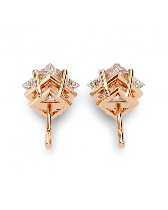 Princess Lab Grown Diamond Solitaire Ear Studs in Gold Princess Lab Grown Diamond Solitaire Ear Studs in Gold
