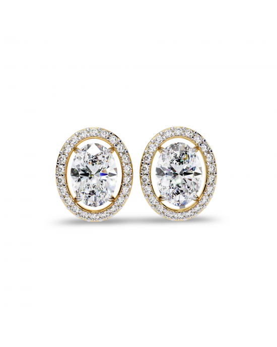 Heena Lab Diamond Oval shape Solitaire Diamond Earrings with diamond Halo Heena Lab Diamond Oval shape Solitaire Diamond Earrings with diamond Halo