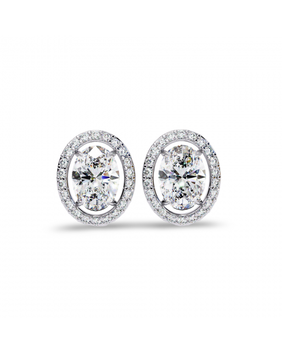 Heena Lab Diamond Oval shape Solitaire Diamond Earrings with diamond Halo Heena Lab Diamond Oval shape Solitaire Diamond Earrings with diamond Halo