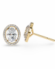 Heena Lab Diamond Oval shape Solitaire Diamond Earrings with diamond Halo Heena Lab Diamond Oval shape Solitaire Diamond Earrings with diamond Halo