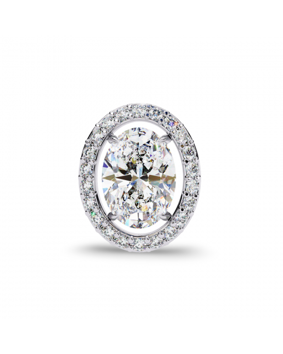 Heena Lab Diamond Oval shape Solitaire Diamond Earrings with diamond Halo Heena Lab Diamond Oval shape Solitaire Diamond Earrings with diamond Halo