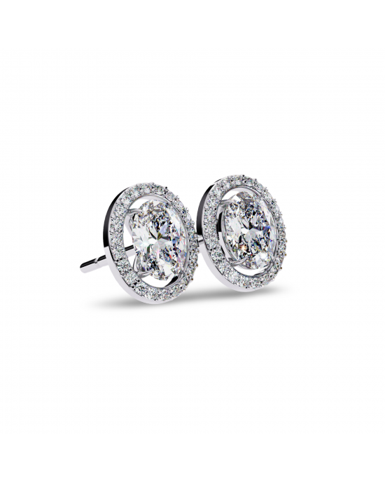 Heena Lab Diamond Oval shape Solitaire Diamond Earrings with diamond Halo Heena Lab Diamond Oval shape Solitaire Diamond Earrings with diamond Halo