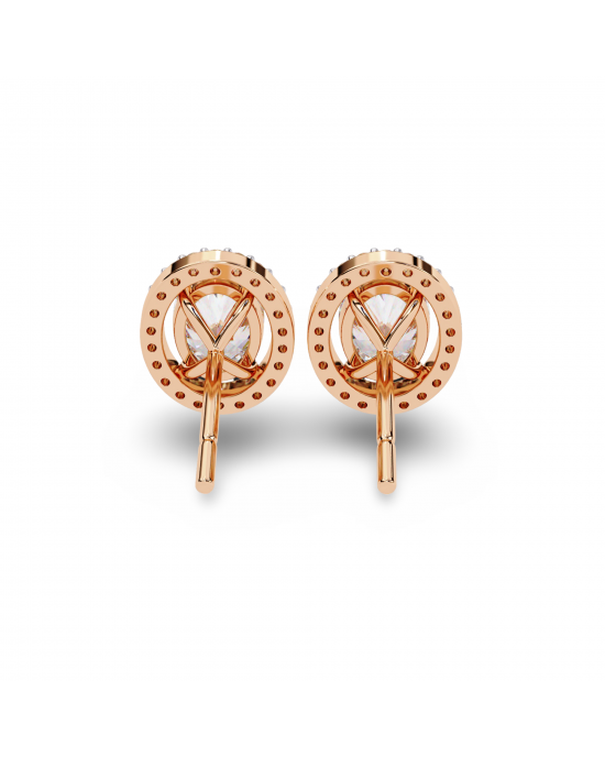 Heena Lab Diamond Oval shape Solitaire Diamond Earrings with diamond Halo Heena Lab Diamond Oval shape Solitaire Diamond Earrings with diamond Halo