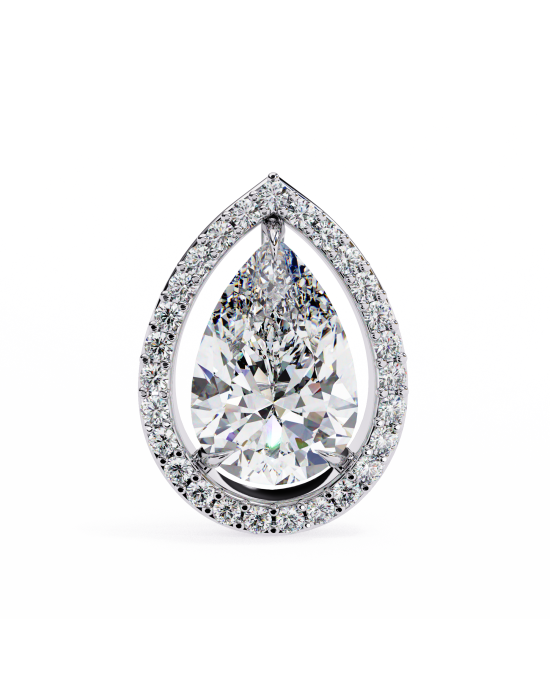 Leena Pear Shape Lab Grown Diamond Solitaire Earrings with diamond Halo in Gold Leena Pear Shape Lab Grown Diamond Solitaire Earrings with diamond Halo in Gold