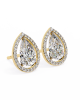 Leena Pear Shape Lab Grown Diamond Solitaire Earrings with diamond Halo in Gold Leena Pear Shape Lab Grown Diamond Solitaire Earrings with diamond Halo in Gold