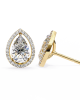 Leena Pear Shape Lab Grown Diamond Solitaire Earrings with diamond Halo in Gold Leena Pear Shape Lab Grown Diamond Solitaire Earrings with diamond Halo in Gold