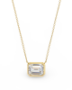 Lana Emerald Cut Lab Grown Diamond Solitaire Pendant on gold chain Lana Emerald Cut Lab Grown Diamond Solitaire Pendant on gold chain