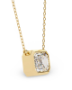 Lana Emerald Cut Lab Grown Diamond Solitaire Pendant on gold chain Lana Emerald Cut Lab Grown Diamond Solitaire Pendant on gold chain