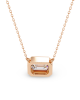 Lana Emerald Cut Lab Grown Diamond Solitaire Pendant on gold chain Lana Emerald Cut Lab Grown Diamond Solitaire Pendant on gold chain
