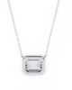 Lana Emerald Cut Lab Grown Diamond Solitaire Pendant on gold chain Lana Emerald Cut Lab Grown Diamond Solitaire Pendant on gold chain