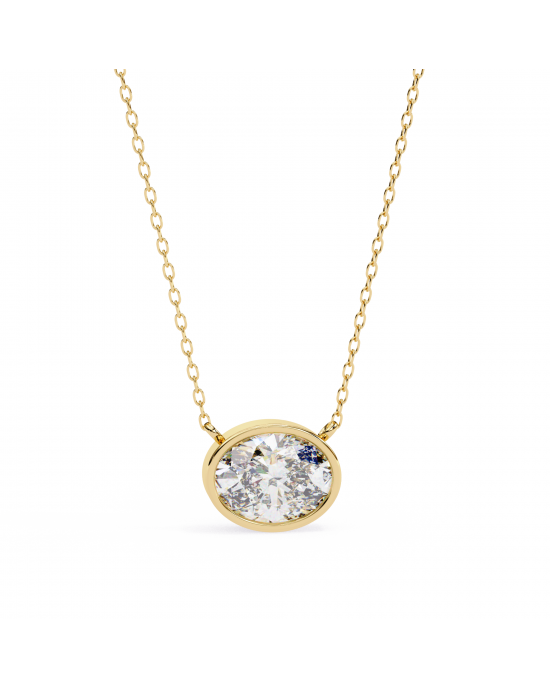 Tina Lab Grown Oval Shape Diamond Solitaire Pendant on gold chain Tina Lab Grown Oval Shape Diamond Solitaire Pendant on gold chain