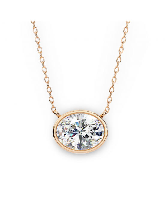 Tina Lab Grown Oval Shape Diamond Solitaire Pendant on gold chain Tina Lab Grown Oval Shape Diamond Solitaire Pendant on gold chain