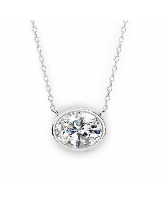 Tina Lab Grown Oval Shape Diamond Solitaire Pendant on gold chain Tina Lab Grown Oval Shape Diamond Solitaire Pendant on gold chain