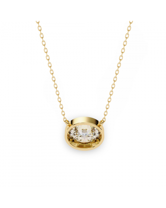 Tina Lab Grown Oval Shape Diamond Solitaire Pendant on gold chain Tina Lab Grown Oval Shape Diamond Solitaire Pendant on gold chain