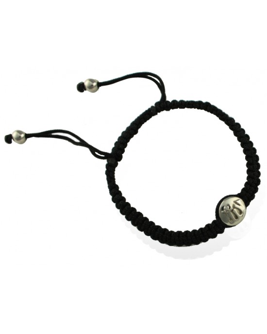 Allah Bracelet in Silver with a Single Diamond on Braided Nylon Allah Bracelet in Silver with a Single Diamond on Braided Nylon