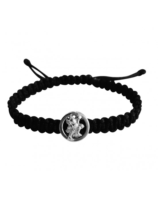 Auspicious Hanuman Bracelet for Men in Silver On Size Adjustable Nylon Thread Auspicious Hanuman Bracelet for Men in Silver On Size Adjustable Nylon Thread
