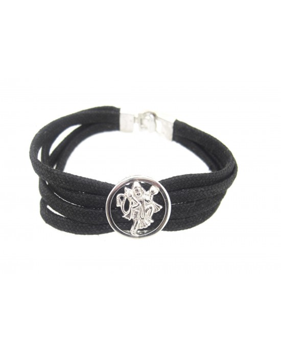 Hanuman Bracelet in Silver with Diamonds on Thread 