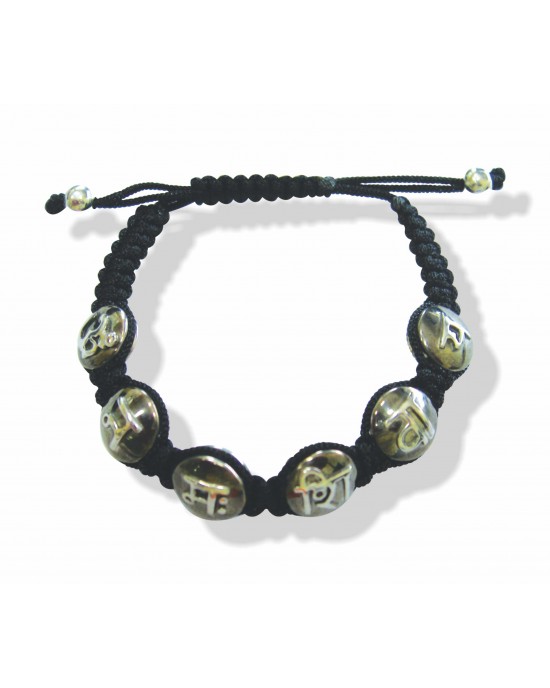 Om Namah Shivay Mantra Bracelet in Two Tone Silver Beads Om Namah Shivay Mantra Bracelet in Two Tone Silver Beads