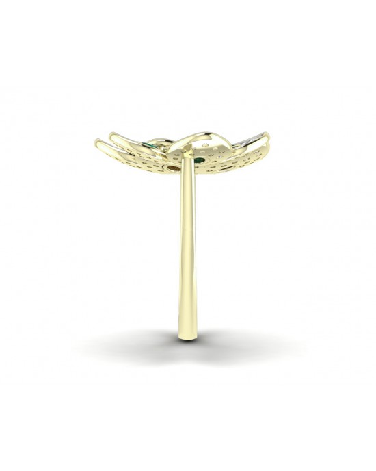 Remy Double finger Ring in Gold with diamonds, ruby & emerald Remy Double finger Ring in Gold with diamonds, ruby & emerald