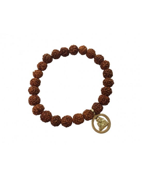 Sai Ram Charm in 14k gold on Rudraksh beads Sai Ram Charm in 14k gold on Rudraksh beads