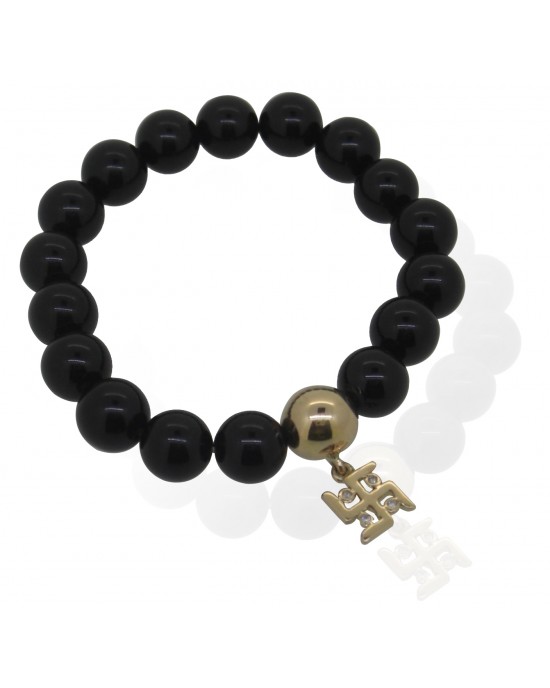 Swastik Bracelet with Onyx & Gold Swastik Bracelet with Onyx & Gold