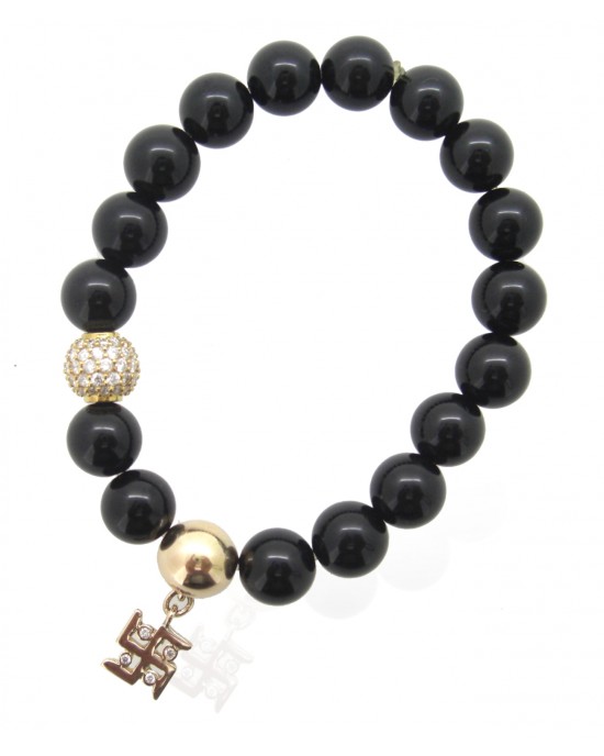 Swastik Bracelet in 14k Gold with Diamonds Swastik Bracelet in 14k Gold with Diamonds
