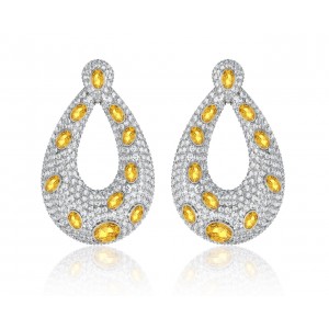 Abeena Party wear Diamond Look Silver Danglers