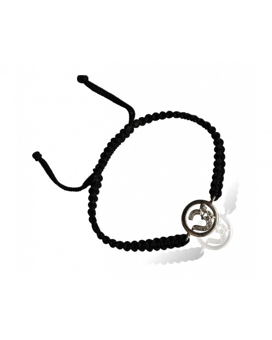 Aum Bracelet in Silver with Diamonds on Nylon Braided Thread from Aumkaara Aum Bracelet in Silver with Diamonds on Nylon Braided Thread from Aumkaara